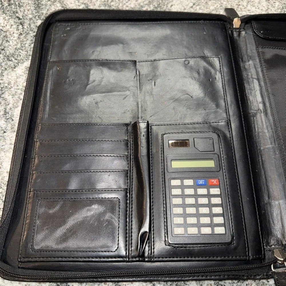 Franklin Covey Black Leather Zip‎ Around Padfolio  Pad Holder 10